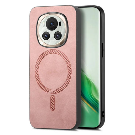 For Honor Magic6 5G Leather Back Case Compatible with MagSafe Skin-touch Phone Cover - Pink