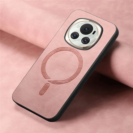 For Honor Magic6 5G Leather Back Case Compatible with MagSafe Skin-touch Phone Cover