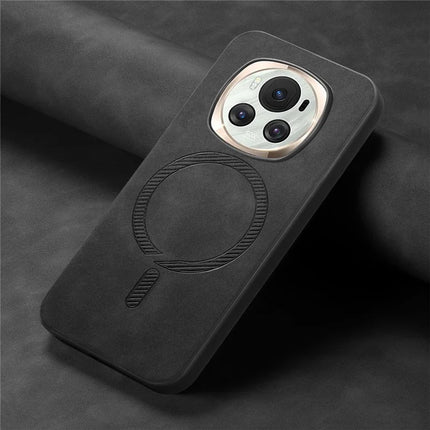 For Honor Magic6 5G Leather Back Case Compatible with MagSafe Skin-touch Phone Cover