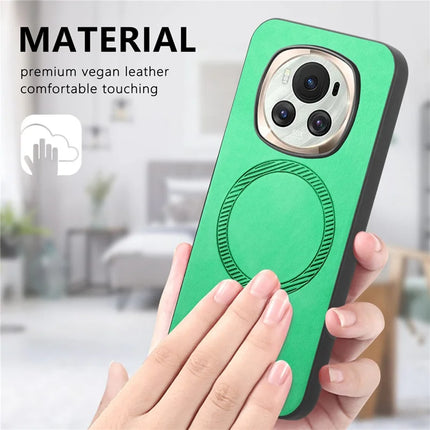 For Honor Magic6 5G Leather Back Case Compatible with MagSafe Skin-touch Phone Cover