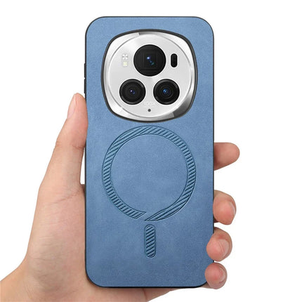 For Honor Magic6 Pro 5G Leather Back Case Compatible with MagSafe Skin-touch Phone Cover