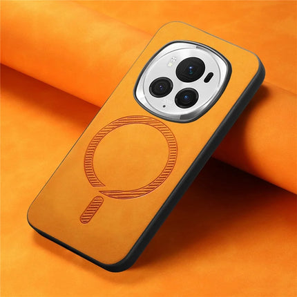 For Honor Magic6 Pro 5G Leather Back Case Compatible with MagSafe Skin-touch Phone Cover