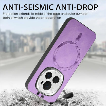 For Honor Magic6 Pro 5G Leather Back Case Compatible with MagSafe Skin-touch Phone Cover