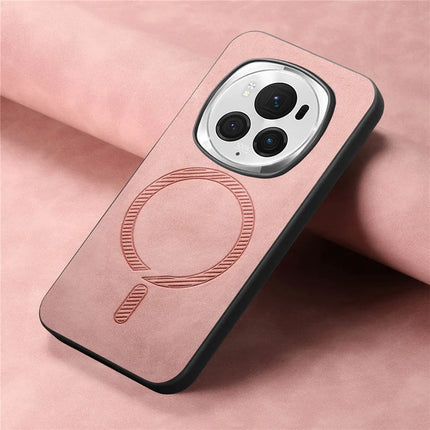 For Honor Magic6 Pro 5G Leather Back Case Compatible with MagSafe Skin-touch Phone Cover