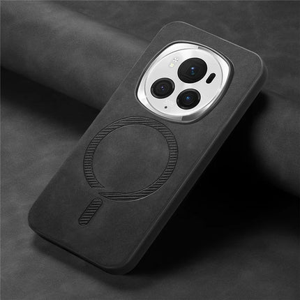 For Honor Magic6 Pro 5G Leather Back Case Compatible with MagSafe Skin-touch Phone Cover