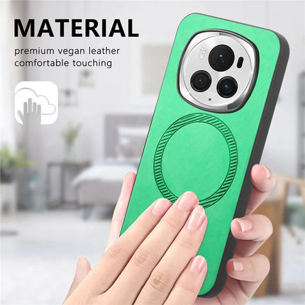 For Honor Magic6 Pro 5G Leather Back Case Compatible with MagSafe Skin-touch Phone Cover