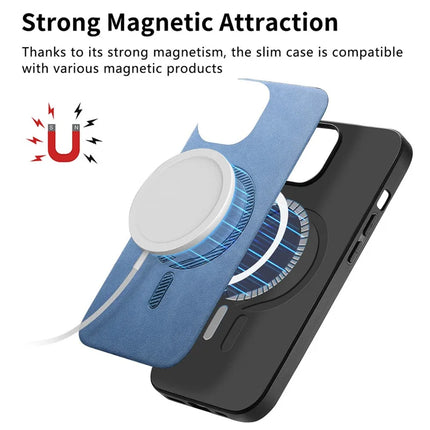 For Samsung Galaxy M14 5G Leather Back Case Compatible with MagSafe Skin-touch Phone Cover