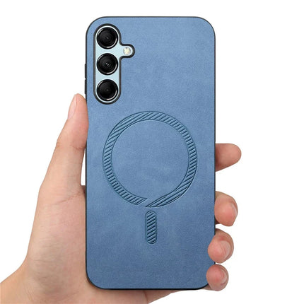 For Samsung Galaxy M14 5G Leather Back Case Compatible with MagSafe Skin-touch Phone Cover