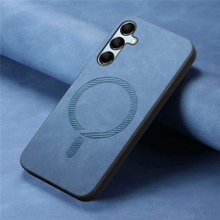 For Samsung Galaxy M14 5G Leather Back Case Compatible with MagSafe Skin-touch Phone Cover