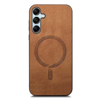 For Samsung Galaxy M14 5G Leather Back Case Compatible with MagSafe Skin-touch Phone Cover