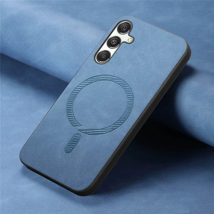 For Samsung Galaxy M34 5G Leather Back Case Compatible with MagSafe Skin-touch Phone Cover