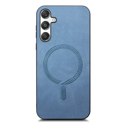 For Samsung Galaxy M34 5G Leather Back Case Compatible with MagSafe Skin-touch Phone Cover