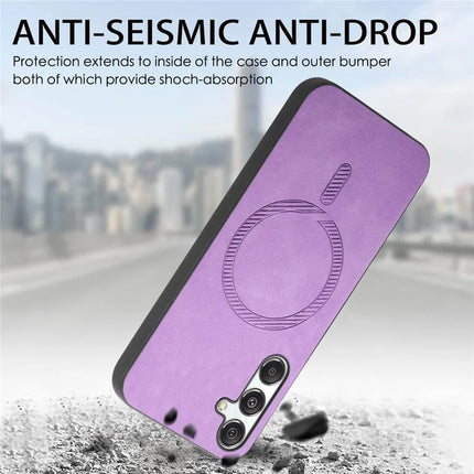 For Samsung Galaxy M34 5G Leather Back Case Compatible with MagSafe Skin-touch Phone Cover