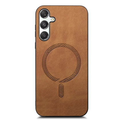 For Samsung Galaxy M34 5G Leather Back Case Compatible with MagSafe Skin-touch Phone Cover