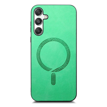 For Samsung Galaxy M34 5G Leather Back Case Compatible with MagSafe Skin-touch Phone Cover