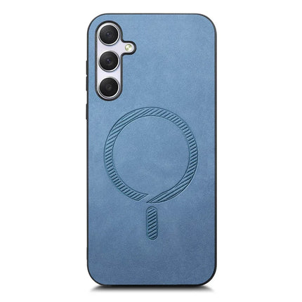 For Samsung Galaxy M54 5G Leather Back Case Compatible with MagSafe Skin-touch Phone Cover