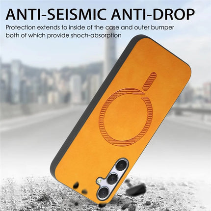 For Samsung Galaxy M54 5G Leather Back Case Compatible with MagSafe Skin-touch Phone Cover