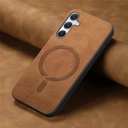 For Samsung Galaxy M54 5G Leather Back Case Compatible with MagSafe Skin-touch Phone Cover