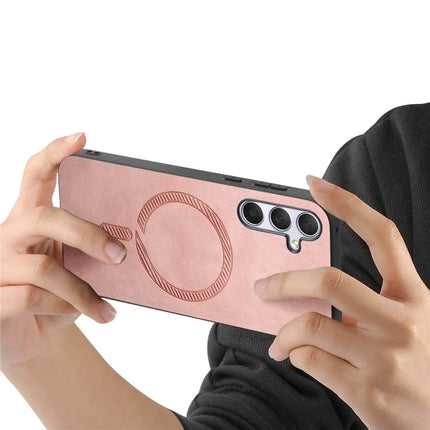 For Samsung Galaxy M54 5G Leather Back Case Compatible with MagSafe Skin-touch Phone Cover