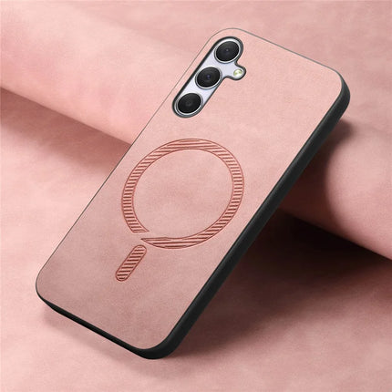 For Samsung Galaxy M54 5G Leather Back Case Compatible with MagSafe Skin-touch Phone Cover
