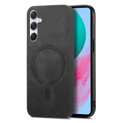 For Samsung Galaxy M54 5G Leather Back Case Compatible with MagSafe Skin-touch Phone Cover - Black