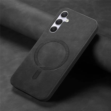 For Samsung Galaxy M54 5G Leather Back Case Compatible with MagSafe Skin-touch Phone Cover