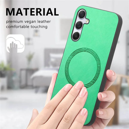 For Samsung Galaxy M54 5G Leather Back Case Compatible with MagSafe Skin-touch Phone Cover