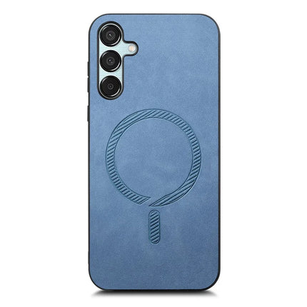 For Samsung Galaxy F15 5G Leather Back Case Compatible with MagSafe Skin-touch Phone Cover