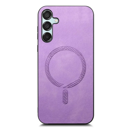 For Samsung Galaxy F15 5G Leather Back Case Compatible with MagSafe Skin-touch Phone Cover