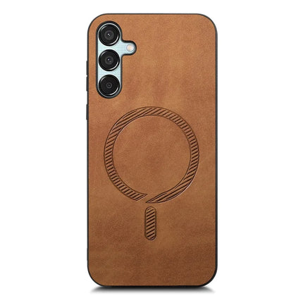 For Samsung Galaxy F15 5G Leather Back Case Compatible with MagSafe Skin-touch Phone Cover