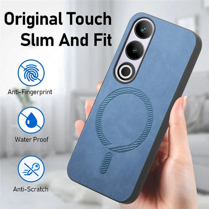 For OnePlus Nord CE4 5G / OnePlus Ace 3V 5G Leather Back Case Compatible with MagSafe Skin-touch Phone Cover