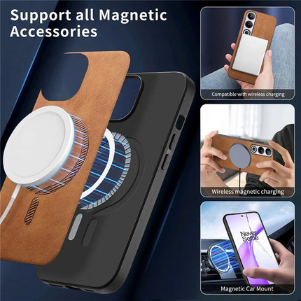 For OnePlus Nord CE4 5G / OnePlus Ace 3V 5G Leather Back Case Compatible with MagSafe Skin-touch Phone Cover