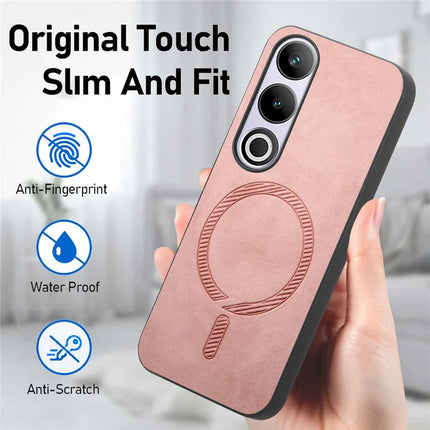 For OnePlus Nord CE4 5G / OnePlus Ace 3V 5G Leather Back Case Compatible with MagSafe Skin-touch Phone Cover