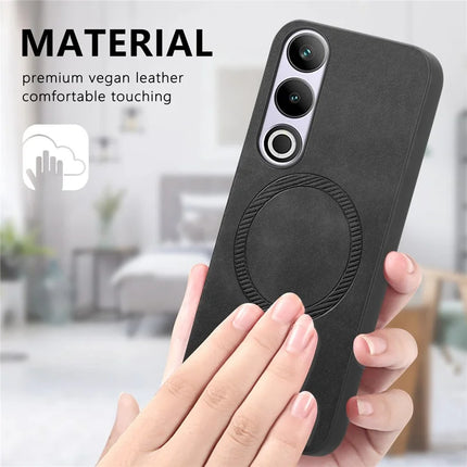 For OnePlus Nord CE4 5G / OnePlus Ace 3V 5G Leather Back Case Compatible with MagSafe Skin-touch Phone Cover