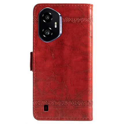 For Honor 300 Leather Case Flower Imprint Wallet Phone Cover with Side Buckle