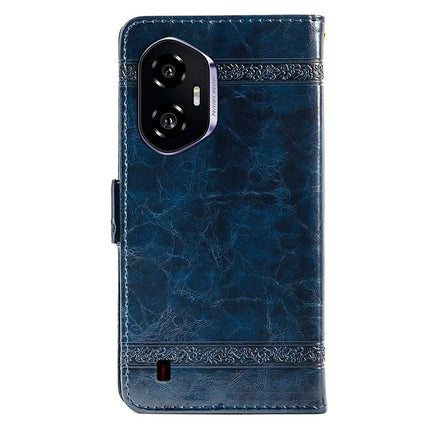 For Honor 300 Leather Case Flower Imprint Wallet Phone Cover with Side Buckle
