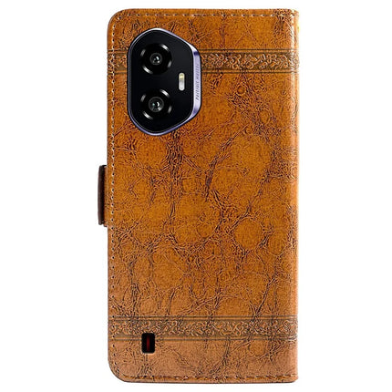 For Honor 300 Leather Case Flower Imprint Wallet Phone Cover with Side Buckle