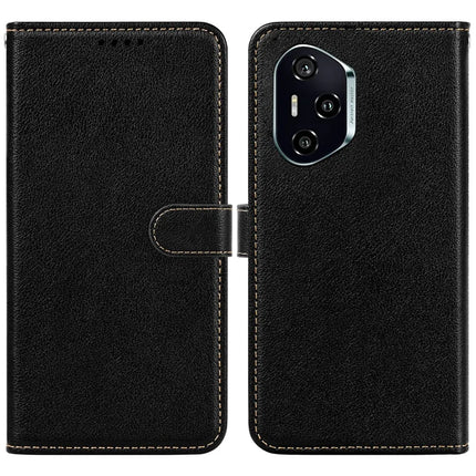 For Honor 300 Pro Leather Case Litchi Texture Wallet RFID Blocking Phone Cover - Black