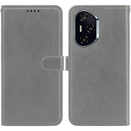 For Honor 300 Pro Leather Case Litchi Texture Wallet RFID Blocking Phone Cover - Grey
