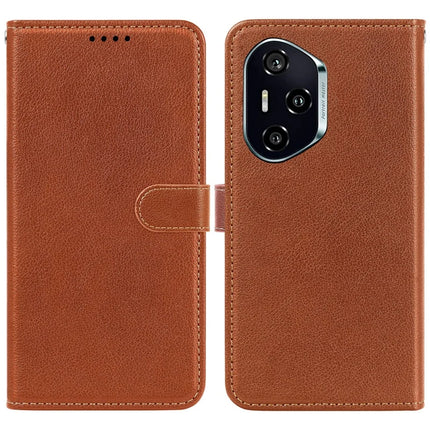 For Honor 300 Pro Leather Case Litchi Texture Wallet RFID Blocking Phone Cover - Brown