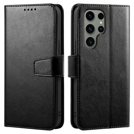For Samsung Galaxy S23 Ultra Case Stand Card Holder Wallet Leather Phone Cover - Black