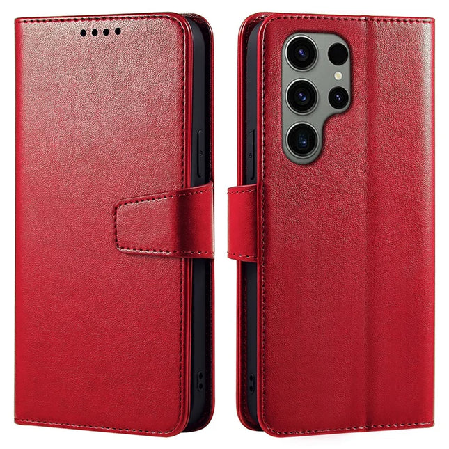 For Samsung Galaxy S23 Ultra Case Stand Card Holder Wallet Leather Phone Cover - Red