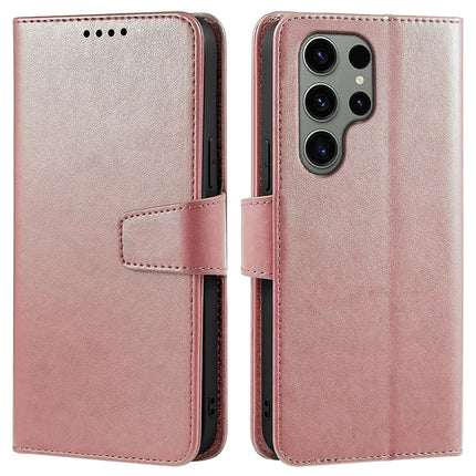 For Samsung Galaxy S23 Ultra Case Stand Card Holder Wallet Leather Phone Cover - Rose Gold