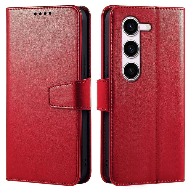 For Samsung Galaxy S23 Case Stand Card Holder Wallet Leather Phone Cover - Red