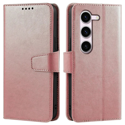 For Samsung Galaxy S23 Case Stand Card Holder Wallet Leather Phone Cover - Rose Gold