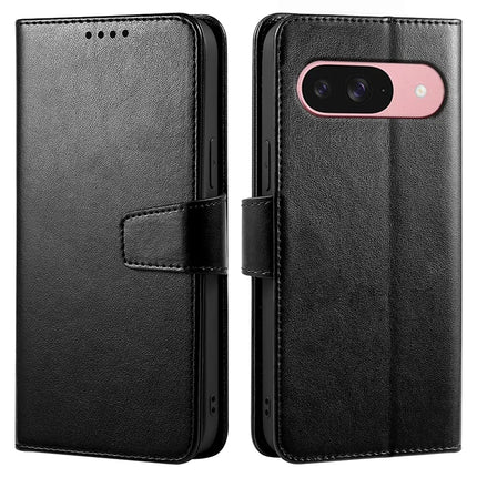 For Google Pixel 9 Pro / Pixel 9 Case Stand Card Holder Wallet Leather Phone Cover - Black