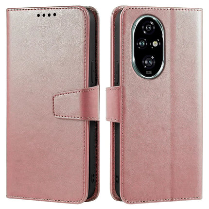 For Honor Honor 200 Pro 5G Case Stand Card Holder Wallet Leather Phone Cover - Rose Gold
