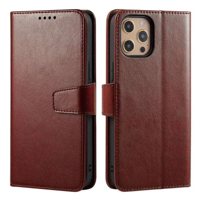 For iPhone 15 Pro Case Stand Card Holder Wallet Leather Phone Cover - Brown