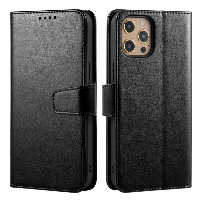 For iPhone 13 Pro Max Case Stand Card Holder Wallet Leather Phone Cover - Black