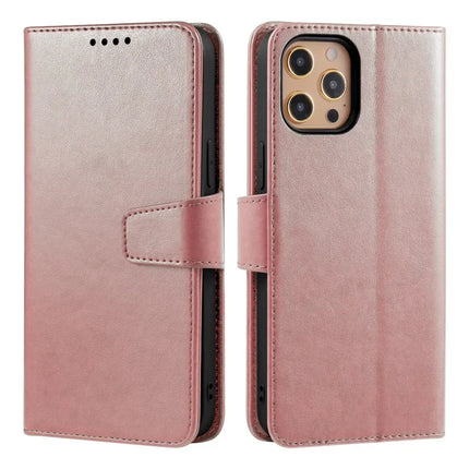 For iPhone 13 Pro Max Case Stand Card Holder Wallet Leather Phone Cover - Rose Gold
